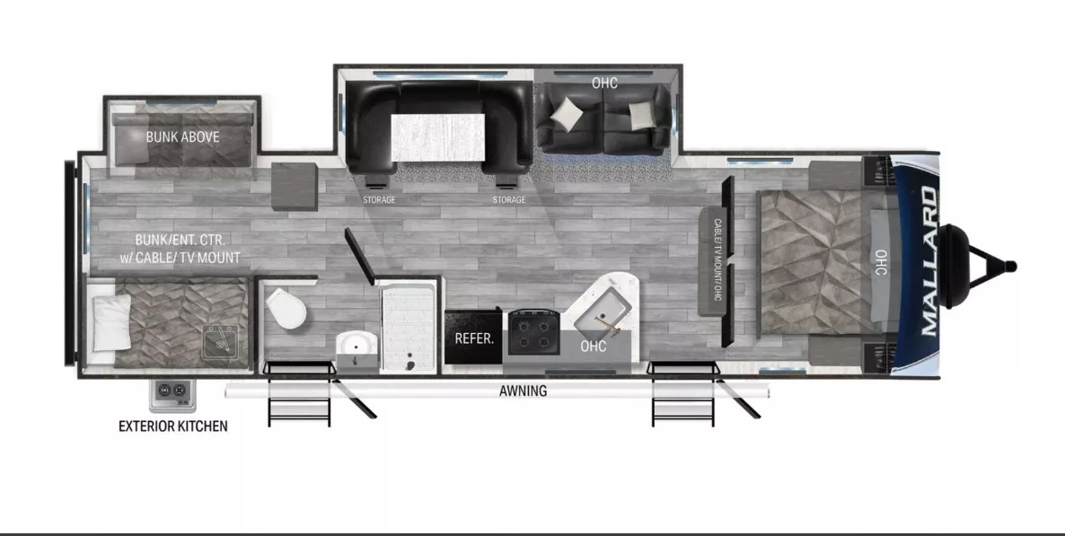 35' 2023 Heartland Mallard 32 w/2 Slides - Bunk House Floorplan