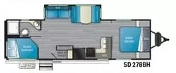 32' 2021 Heartland Sundance Ultra Lite 278BH w/Slide - Bunk House Floorplan