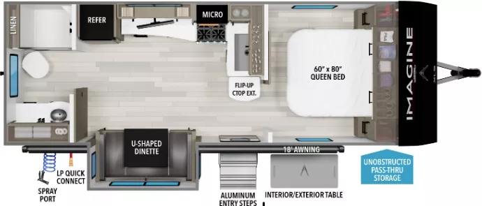 26' 2023 Grand Design Imagine Xls 22RBE w/Slide Floorplan