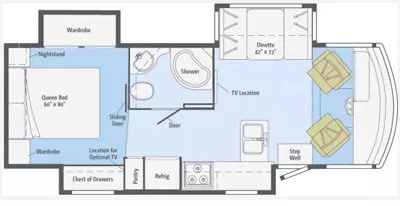 28' 2015 Itasca Sunstar 27N w/3 Slides Floorplan