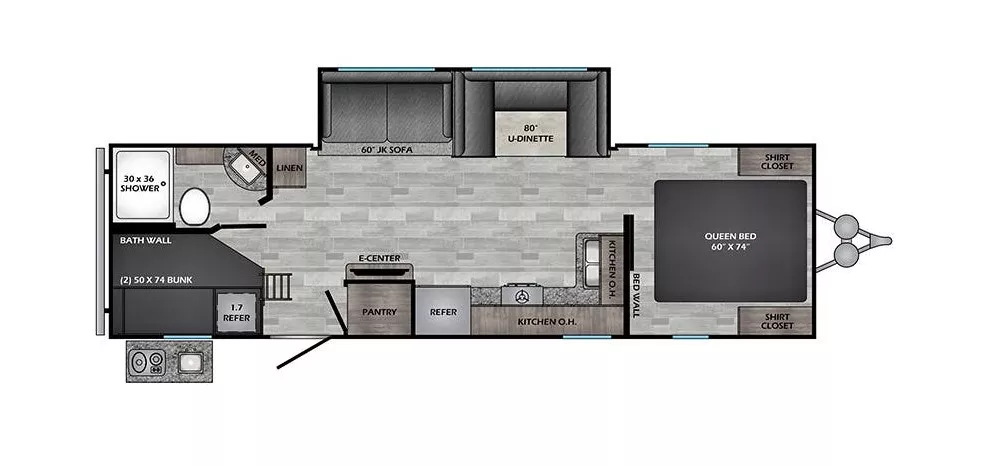 33' 2021 Crossroads Zinger Lite 280BH w/Slide - Bunk House Floorplan