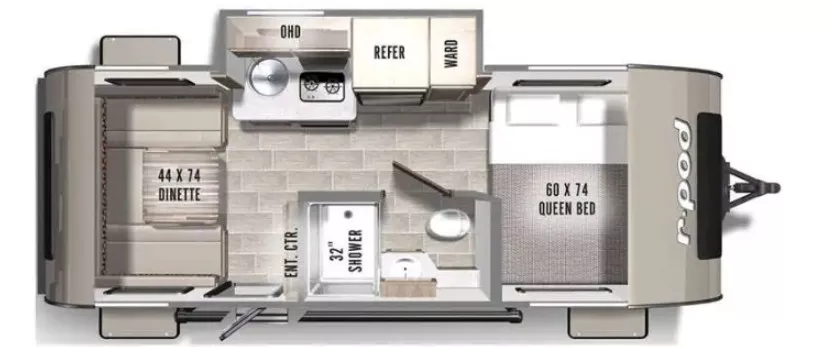 20' 2021 Forest River R Pod 190 w/Slide Floorplan