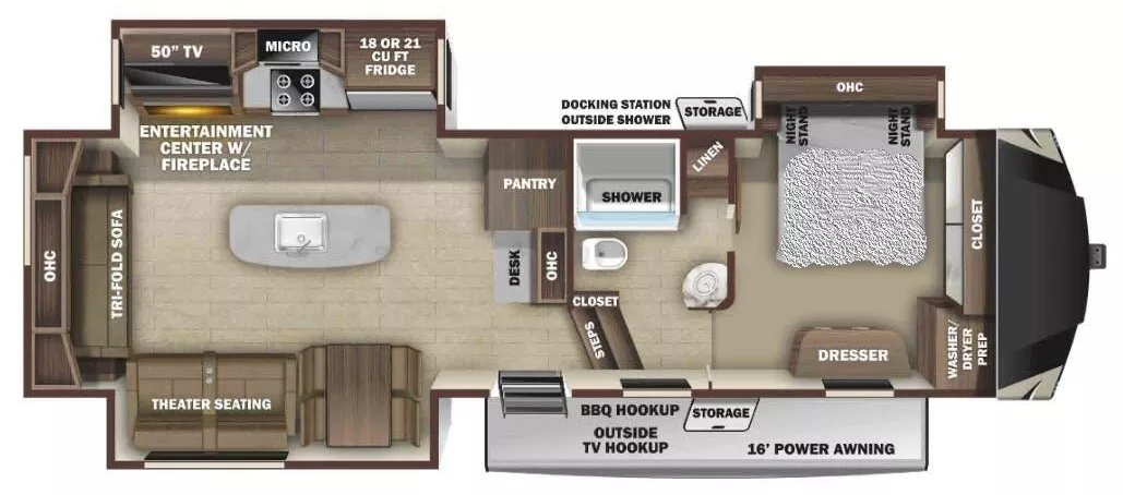 36' 2021 Highland RV Open Range 314RLS w/3 Slides Floorplan