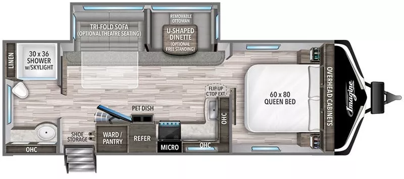 29' 2022 Grand Design Imagine 2600RB w/Slide Floorplan