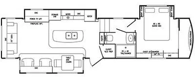 38' 2015 Drv Tradition 385RSS w/3 Slides Floorplan
