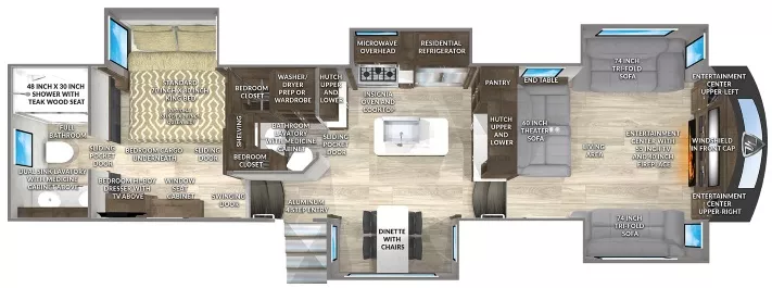 42' 2022 Vanleigh RV Beacon 41FLB w/5 Slides & Generator Floorplan