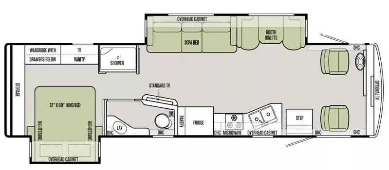 34' 2016 Tiffin Allegro Open Road 32SA w/2 Slides Floorplan