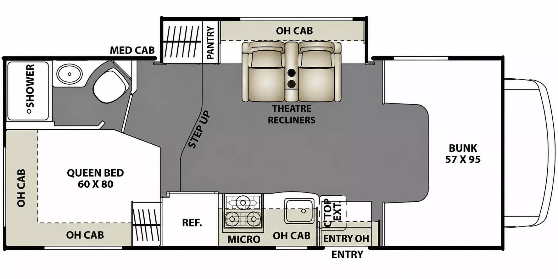 24' 2015 Coachmen Freelander 22QB w/Slide Floorplan