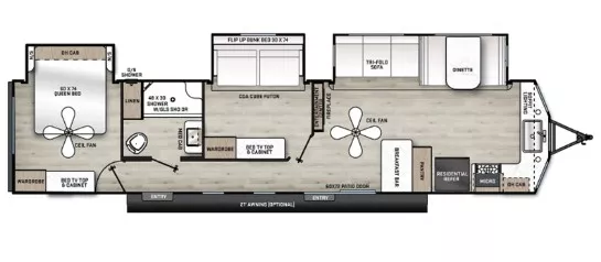 41' 2024 Forest River Aurora 39MBTS w/3 Slides Floorplan