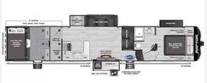 45' 2022 Keystone Raptor 423 w/3 Slides & Generator  - Toy Hauler Floorplan