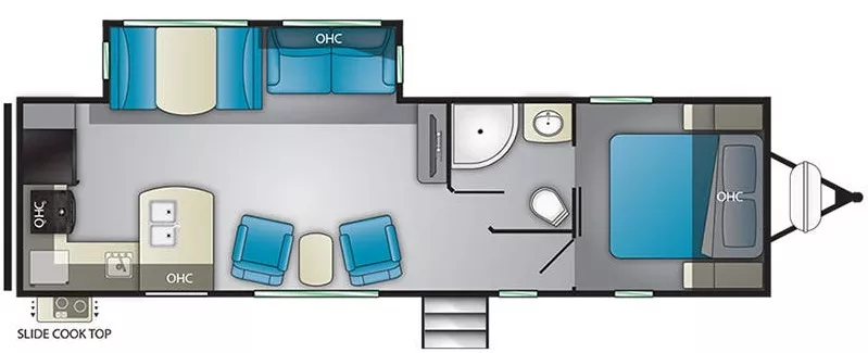 34' 2019 Heartland North Trail 28RKDS w/Slide Floorplan