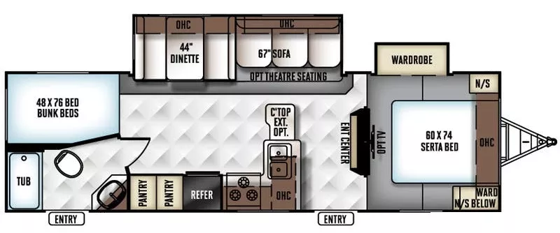 33' 2016 Forest River Flagstaff Sapphire Edition 27BEWS w/Slide Floorplan