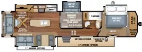 42' 2018 Jayco North Point 377RLBH w/4 Slides - Bunk House Floorplan