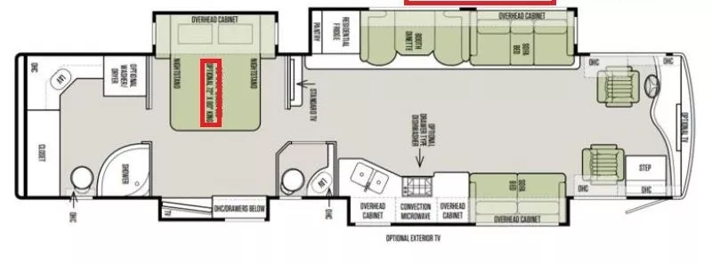 40' 2014 Tiffin Phaeton 40QBH 380hp Cummins w/4 Slides Floorplan