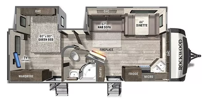 29' 2022 Forest River Rockwood Ultra Lite 2608BS w/2 Slides Floorplan