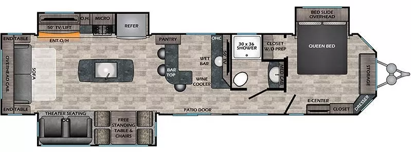 41' 2021 Crossroads Hampton 374BAR w/3 Slides Floorplan