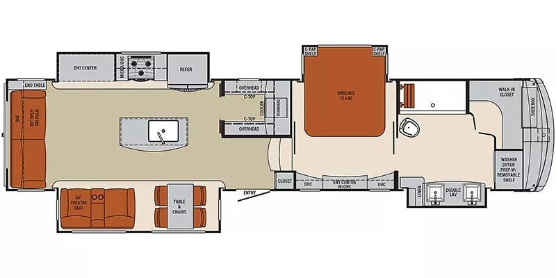 41' 2022 Palomino Columbus C-Series 382FB w/4 Slides Floorplan