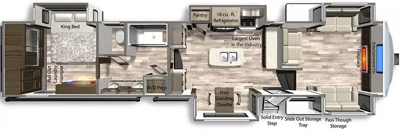 46' 2022 Dutchmen Yukon 421FL w/5 Slides Floorplan