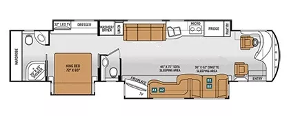 45' 2014 Thor Tuscany 44MT 450hp Cummins w/3 Slides Floorplan