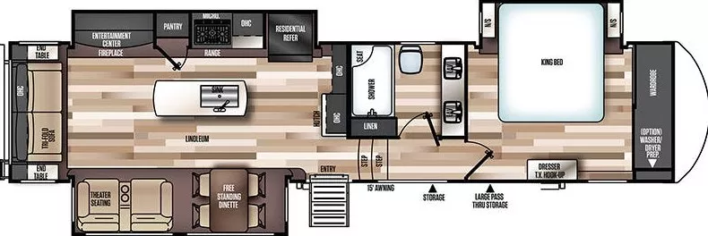 39' 2019 Forest River Hemisphere Elite 34RL w/3 Slides Floorplan