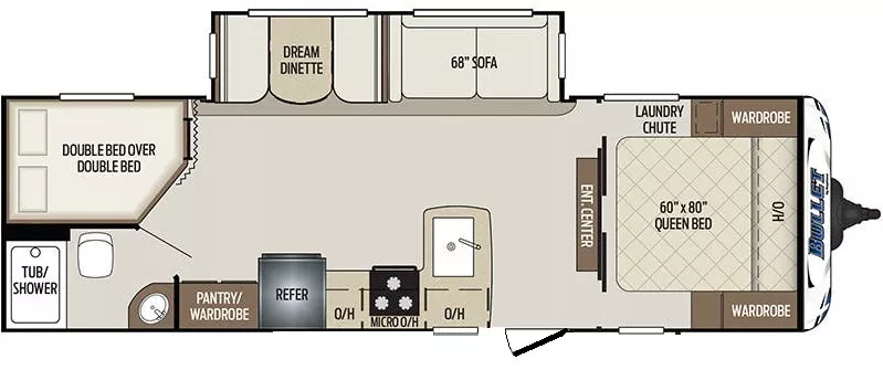 31' 2020 Keystone Bullet Ultra Lite 273BHS w/Slide - Bunk House Floorplan