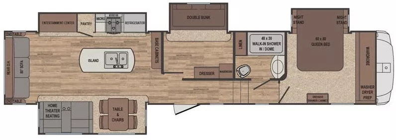 42' 2016 Forest River Sabre 365MB w/4 Slides - Bunk House Floorplan