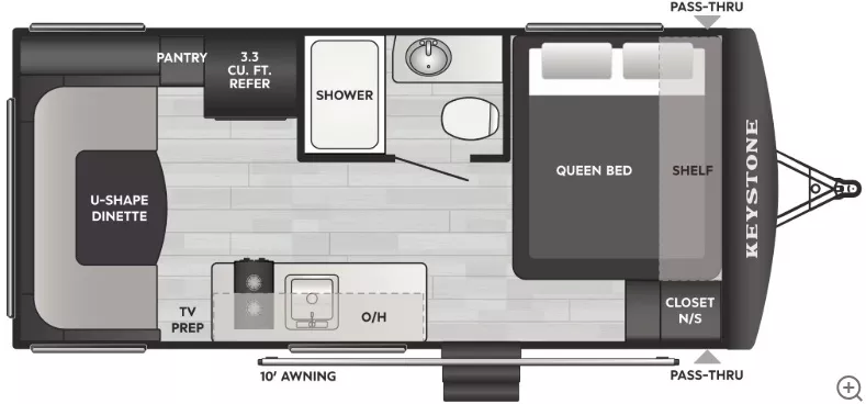 22' 2022 Keystone Hideout 177 RD Floorplan