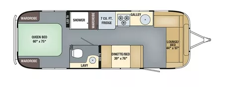 28' 2018 Airstream International Signature 28RB QUEEN Floorplan