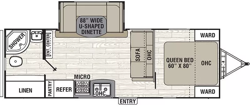 28' 2018 Forest River Freedom Express Ultra Lite 248RBS w/Slide Floorplan