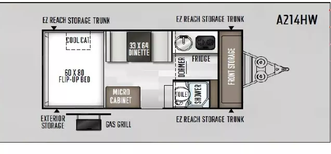 20' 2020 Forest River Rockwood 214A HW Floorplan
