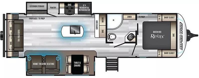 34' 2020 Forest River Cherokee Alpha Wolf 26RL-L w/2 Slides Floorplan