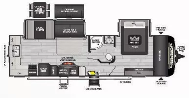 34' 2023 Keystone Cougar 30RKD w/2 Slides Floorplan