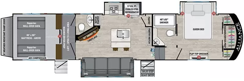 39' 2022 Alliance RV Valor 36V11 w/3 Slides - Toy Hauler - Bunk House Floorplan