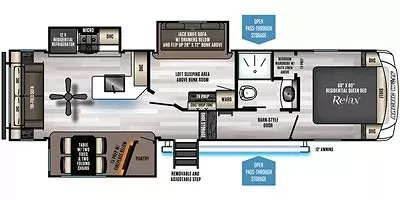 34' 2021 Forest River Cherokee Arctic Wolf 298LB w/3 Slides - Bunk House Floorplan