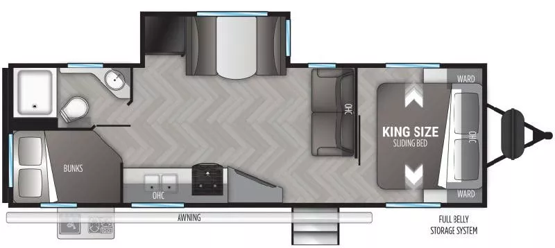 30' 2021 Cruiser RV Shadow Cruiser 259BHS w/Slide - Bunk House Floorplan