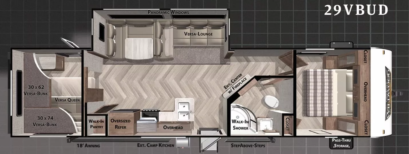 36' 2021 Forest River Wildwood 29VBUD w/Slide - Bunk House Floorplan