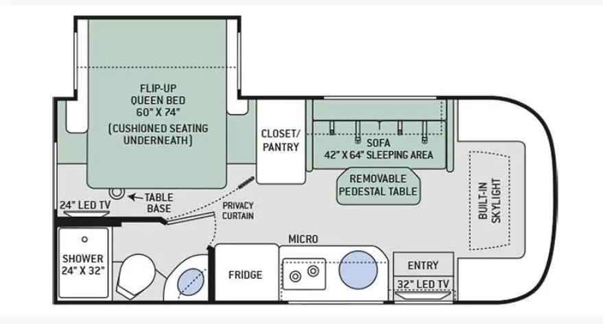 23' 2017 Thor Gemini 23TB TRANSIT w/Slide Floorplan