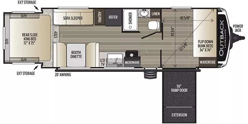 24' 2021 Keystone Outback 240URS w/Slide - Toy Hauler Floorplan