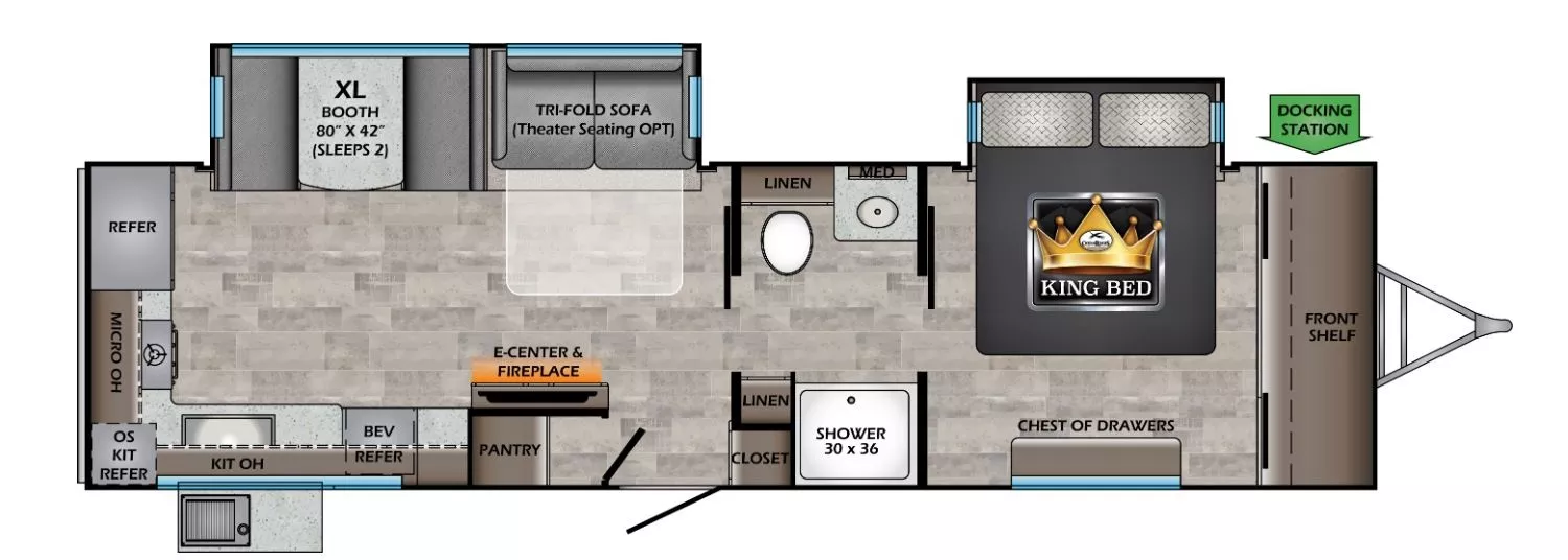 32' 2023 Crossroads Sunset Trail 309RK w/2 Slides Floorplan