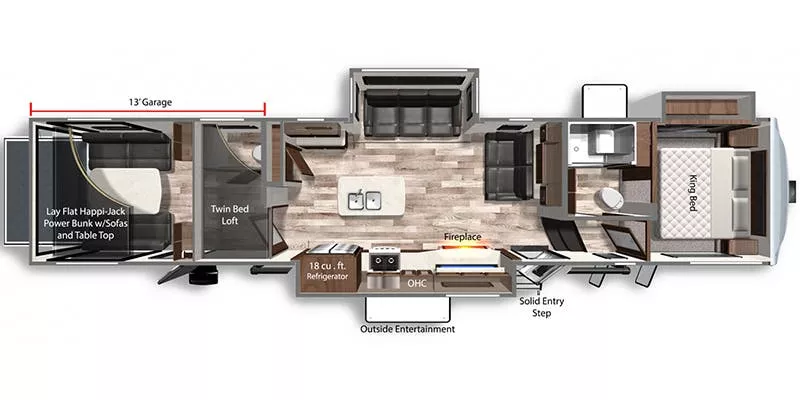 44' 2021 Dutchmen Voltage 4175 w/3 Slides & Generator  - Toy Hauler Floorplan