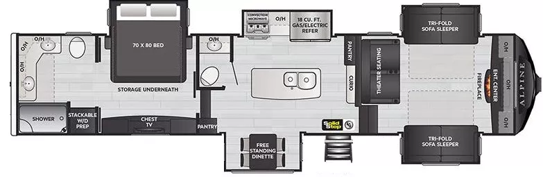 41' 2022 Keystone Alpine 3700FL w/5 Slides Floorplan