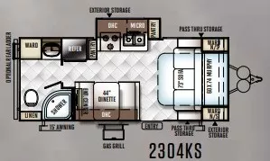 24' 2017 Forest River Rockwood Mini Lite 2304KS w/Slide Floorplan