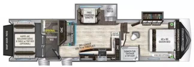 38' 2021 Grand Design Momentum 353G w/2 Slides & Generator  - Toy Hauler Floorplan