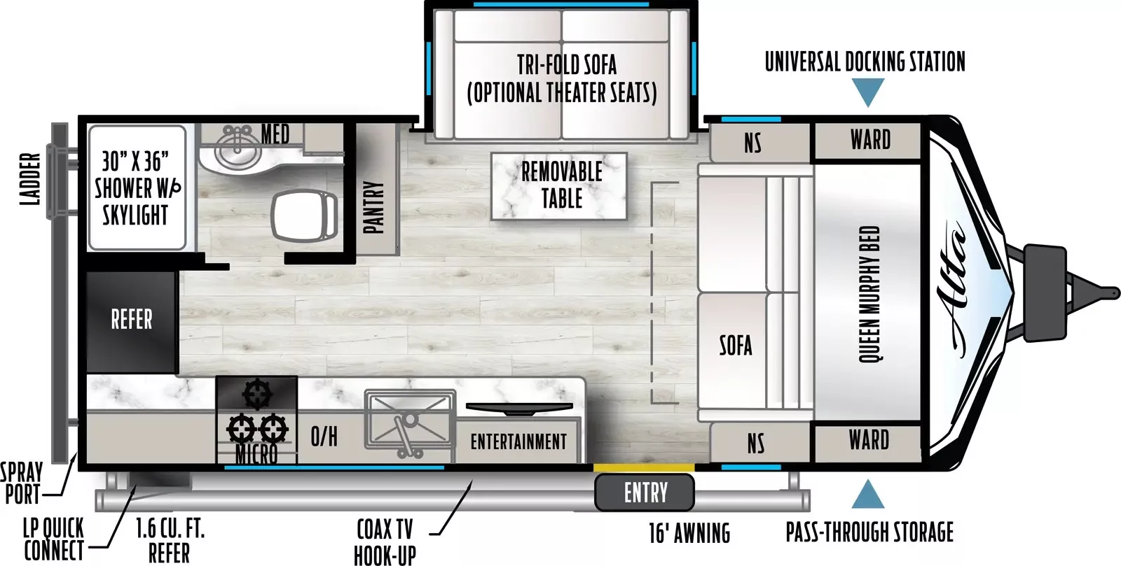 24' 2024 East To West Alta 1900MMK w/Slide Floorplan