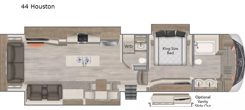 44' 2022 Drv Mobile Suite 43 HOUSTON w/3 Slides Floorplan
