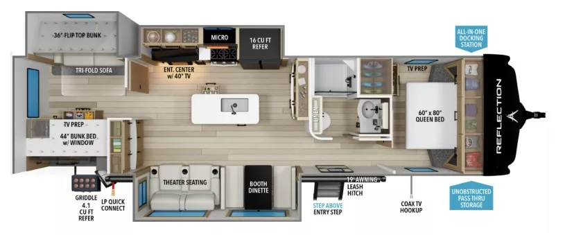 38' 2024 Grand Design Refelction 312BHTS w/3 Slides - Bunk House Floorplan