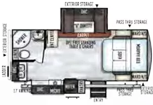25' 2019 Forest River Rockwood Ultra Lite 2304DS w/2 Slides Floorplan