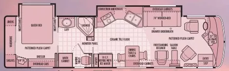 37' 2003 National RV Tradewinds 375LE 330hp Caterpillar w/2 Slides Floorplan