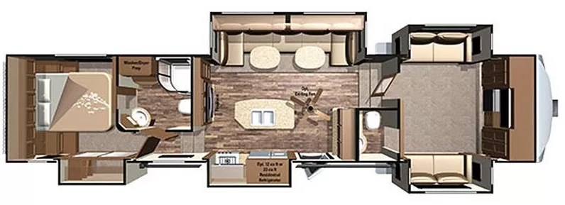 41' 2018 Highland RV Open Range 376FBH w/5 Slides Floorplan