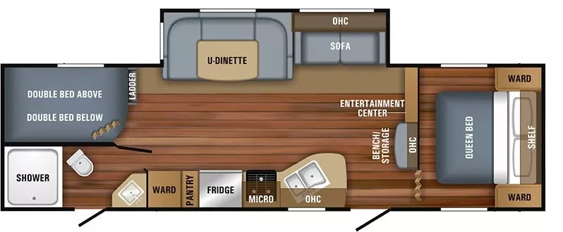 33' 2018 Jayco Jay Flight 287BHS w/Slide - Bunk House Floorplan